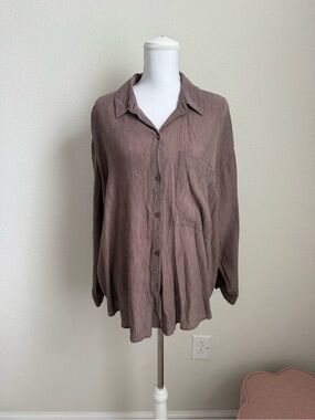 Abercrombie & Fitch Oversized Button-Up in Dusty Mauve